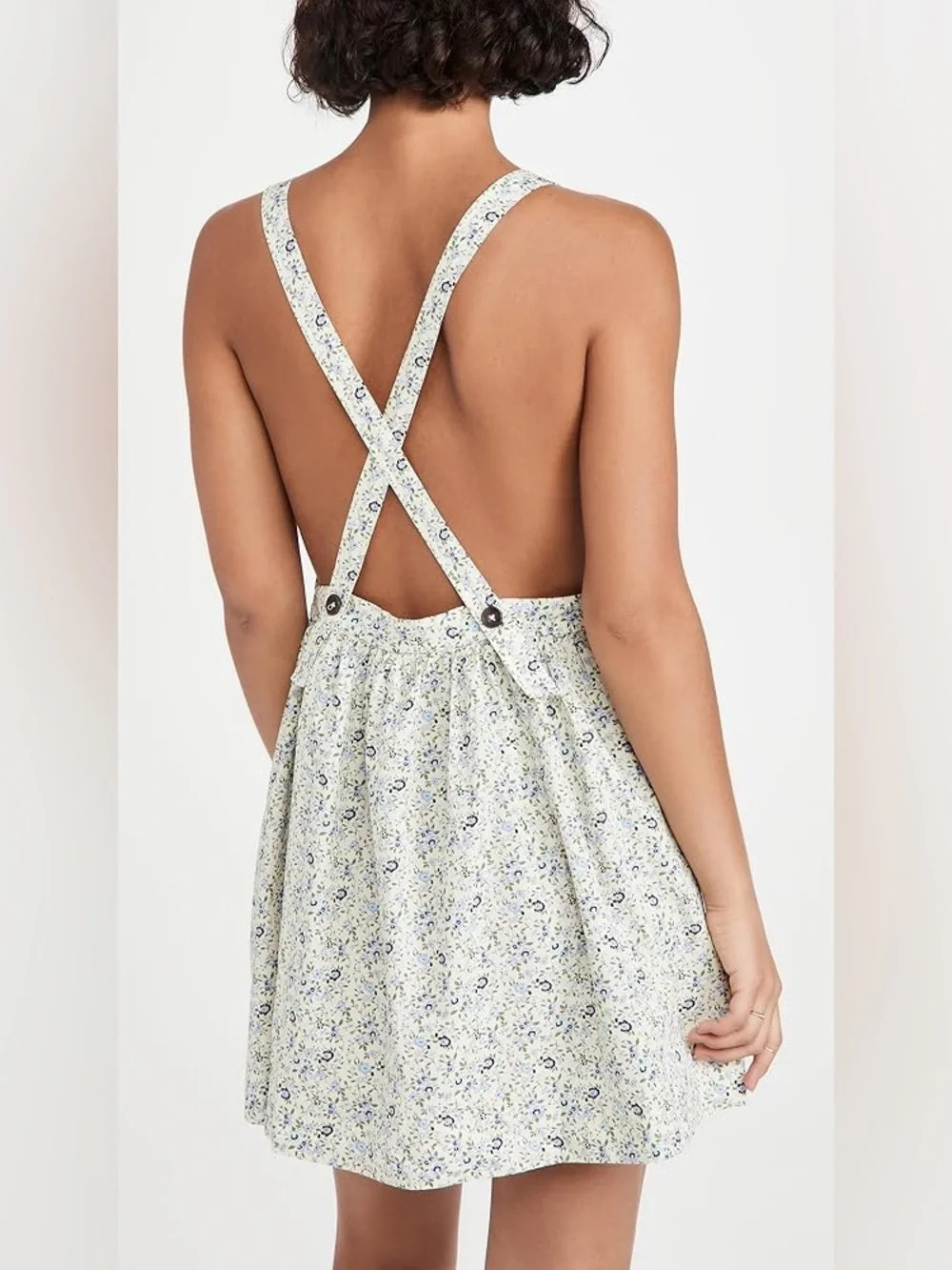 NWT Free People Petunia Mini Dress, Cream Blue Floral, Women's Medium - Picture 11 of 16